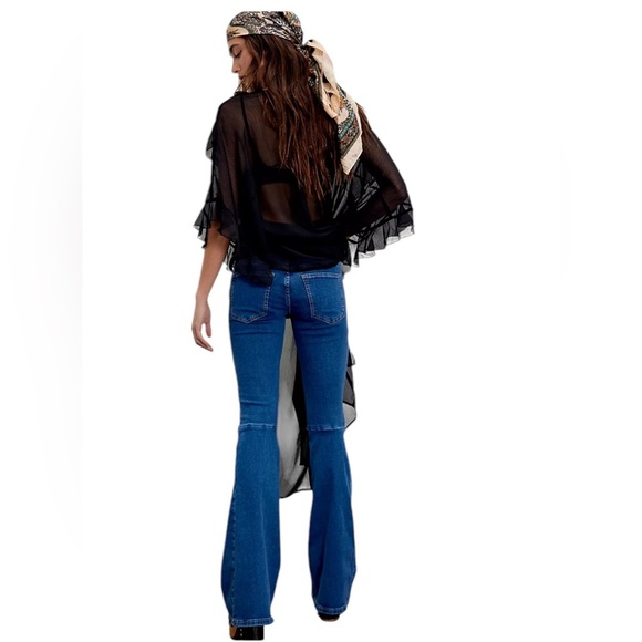 We The Free Penny Pull On Flare Leg Stretch Waist Denim Jeans Size 25 Boho 70's - Picture 2 of 10